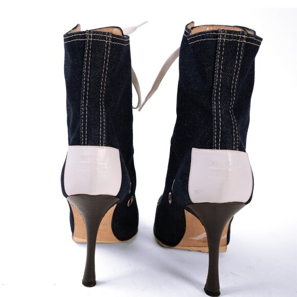 Manolo Blahnik “Sneaker Boot” Denim Lace-Up Ankle Boots - Size 37 - Picture 3 of 5